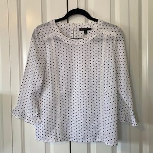 Banana Republic white and black Polka dot lace top